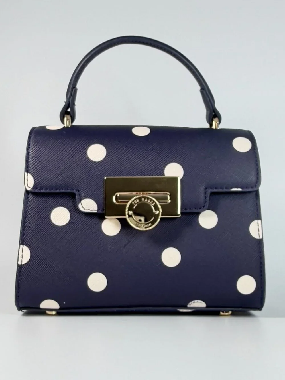 NWT Ted Baker Lili Top Handle Satchel Navy White Polka Dot Crossbody Bag